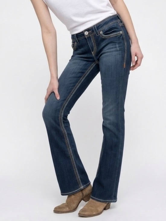 Seven7 Denim - Seven7 Dark Blue Flared Jeans with Contrast Stitching